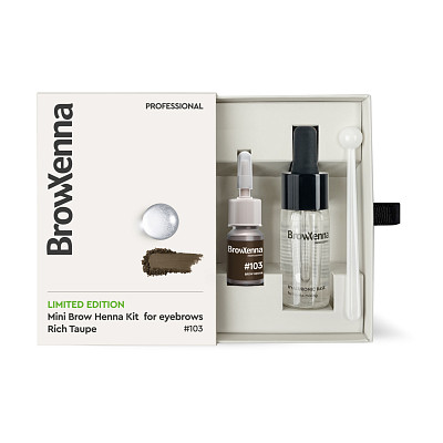 MINI Brow Henna Kit with Hyaluronic Mixing Base Included Limited edition #103 Rich Taupe, BrowXenna